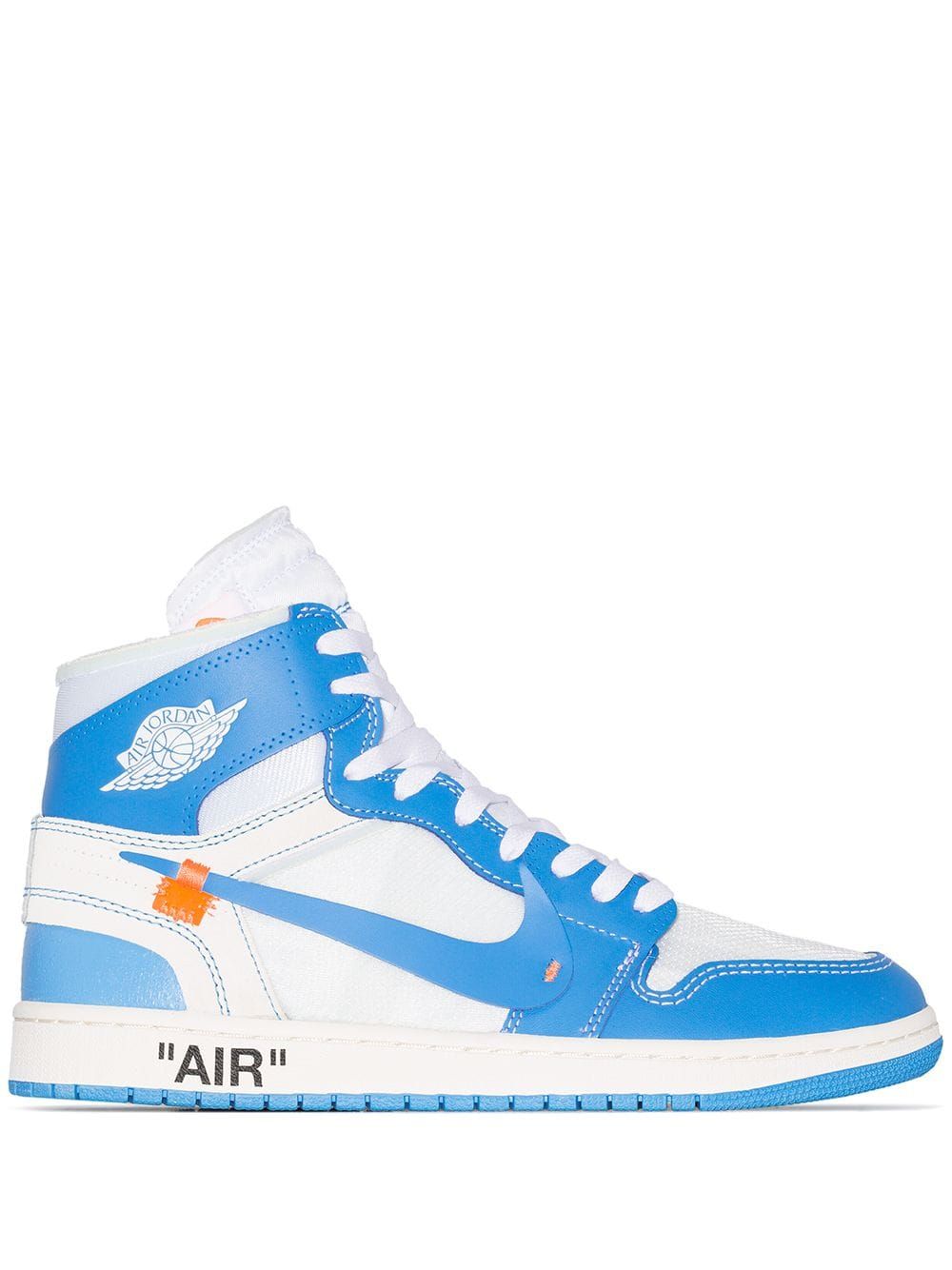 blue and white high top jordans