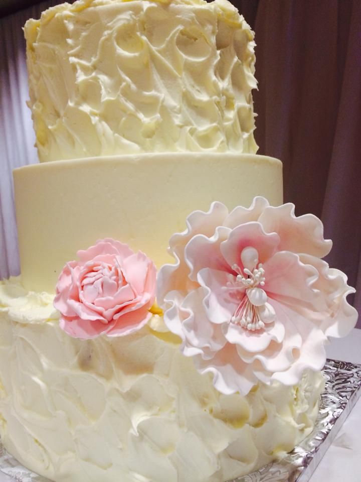 Ivory buttercream and blush pink peonies, wedding cake, Sugarnomics