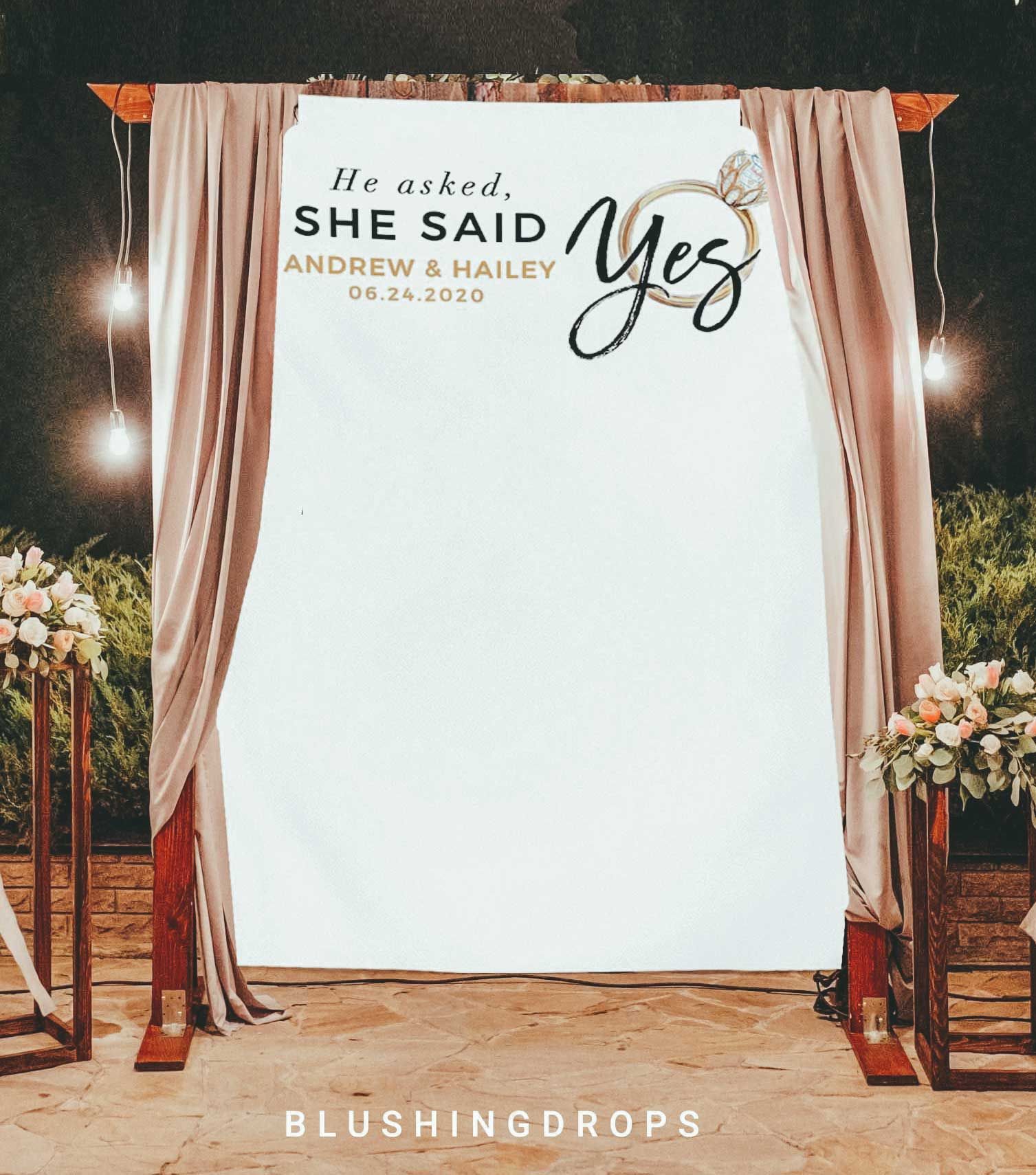 bachelorette party banner she said yes we said Vegas banner bridal shower banner engagement party banner engagement photo props engaged sign