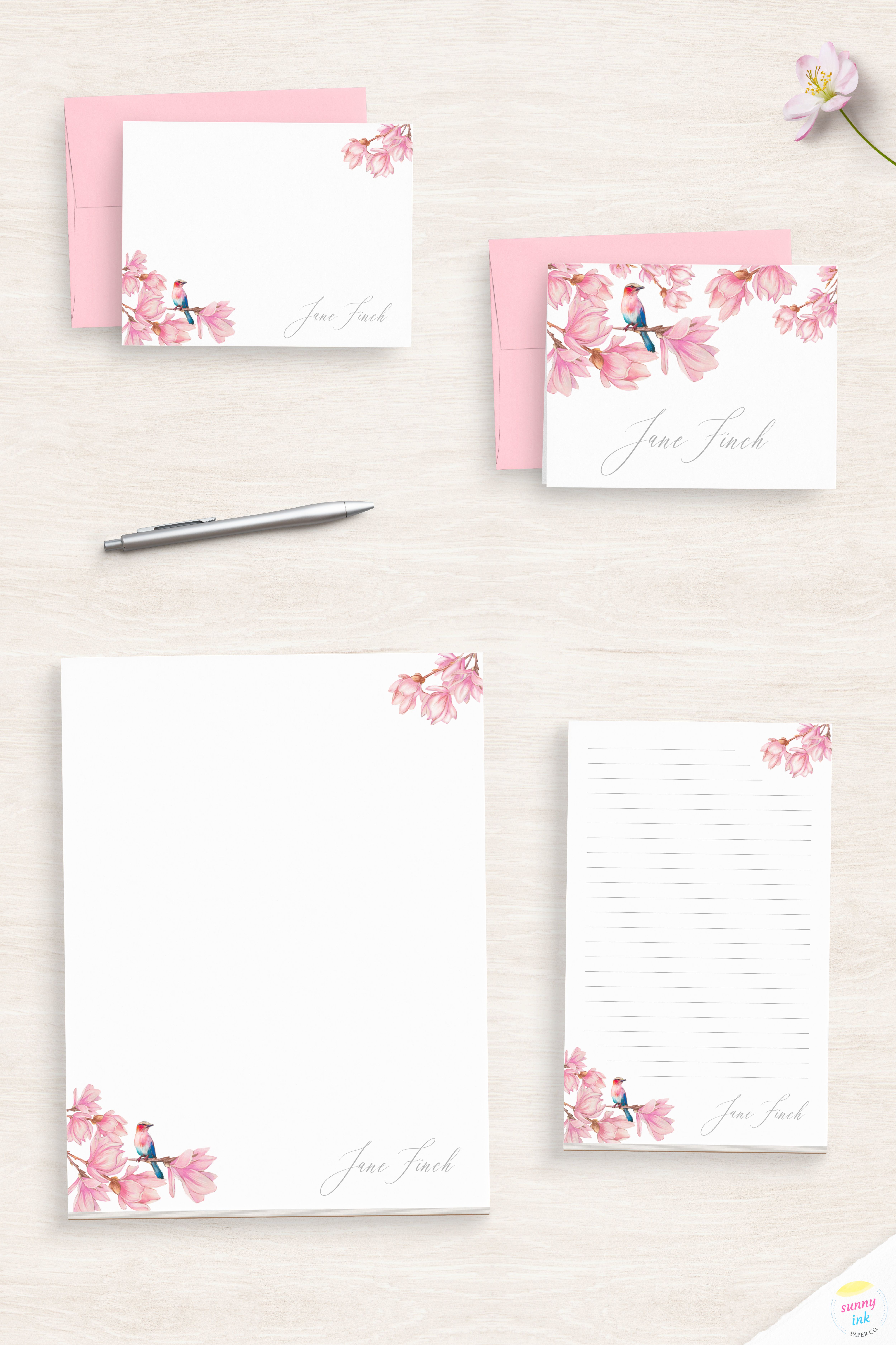 Personalized Stationery Set Custom Stationery Stationery Set Flamingo Personalized Stationery