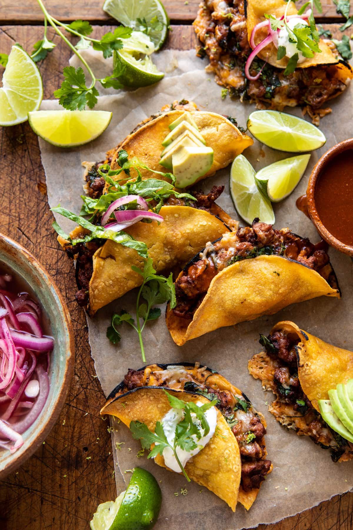 Weeknight Cheesy Baked Chipotle Chicken Tacos with Cilantro Cheesy Chipotle Adobo Chicken Quesadillas. Half Baked