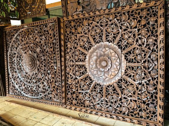 Large Headboard Hand Carved Wood Panel Carving By Siamsawadee Large Headboard Hand Carved Wood Panel Carving By Siamsawadee