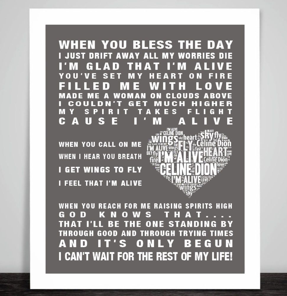 I/'ll Stand By You Grey Heart Song Lyric Quote Print