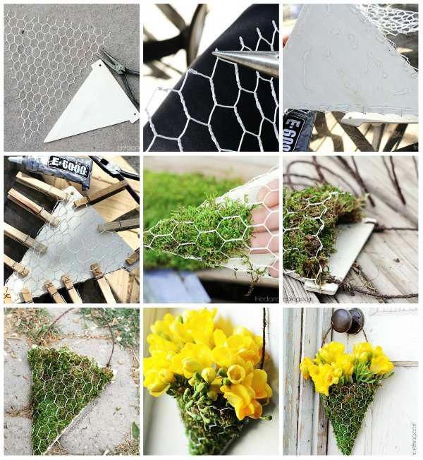 Un cornet floral. 20 Réalisations géniales à faire avec du grillage à poule ...