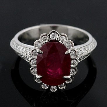 Vintage Style Platinum 4 47ct Oval Ruby And Diamond Engagement Ring Ring