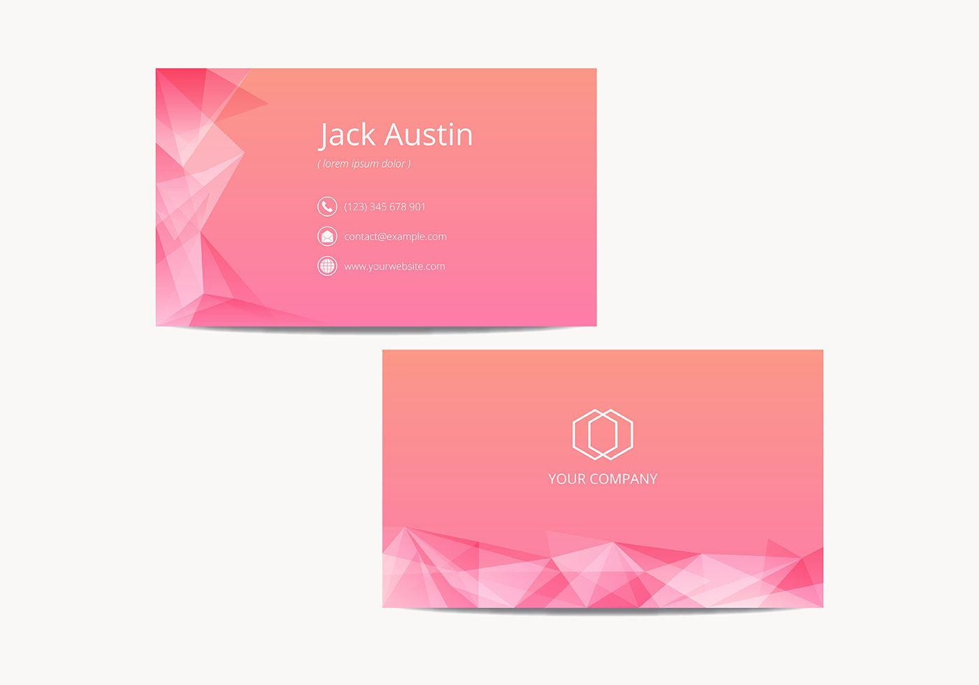 pink modern name card template vector name cards card