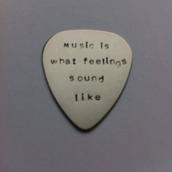 Hand stamped personalised metal plectrum – music is what feelings sound like – Music Quote -Handstamped guitar pick – Brass – copper – steel Hand stamped personalised metal plectrum – music is what feelings sound like – Music Quote -Handstamped guitar pick – Brass – copper – steel