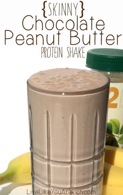 Skinny Chocolate Peanut Butter Protein Shake #proteinshakes