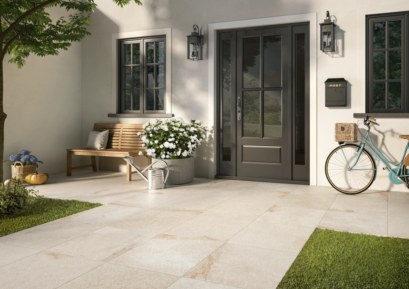 Mit den Terrassenplatten in Mode bleiben ? Ganz leicht! Bei unseren Fliesenwelten findet mal zeitloses Design, der perfekt vor Ihre Haustür passt #terrassen #patio #terras #buiten #eigenheim #grundstück #grondstuk #koophuis #haushalt #huishouden #garten #gaard #garden #vorgarten #haustür #door #eigngang #ingang #elegant #schick #chic #aussen #modernhome #inspiration #deko #außeneinrichtung #fliesenideen #outdoor #flat #homeinterior #dekoeingangsbereichaussen