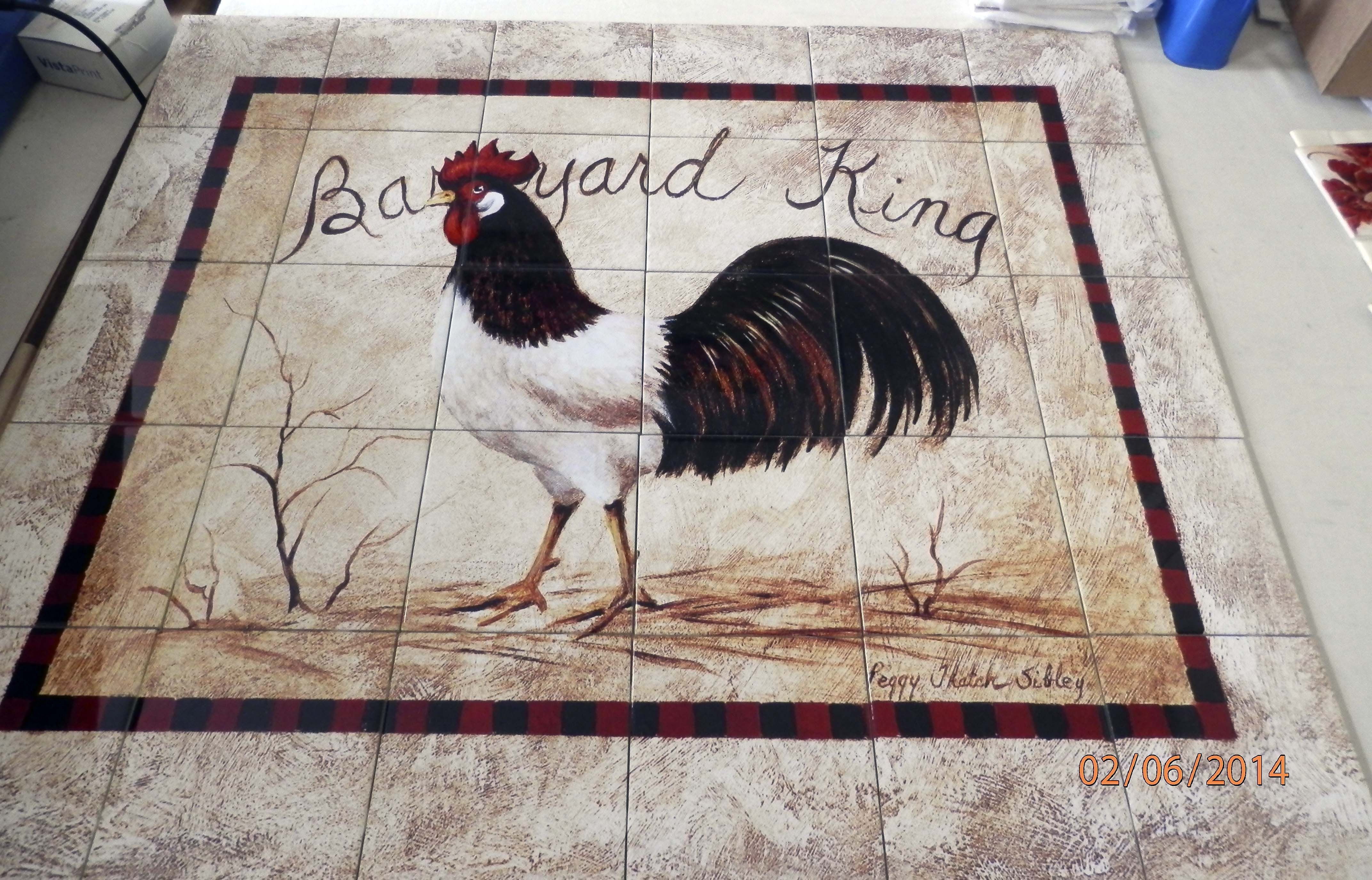 Barnyard King-PTS - Tile Mural Tile Murals, Decorative Tile, Rooster - Barnyard King-PTS - Tile Mural Tile Murals, Decorative Tile, Rooster