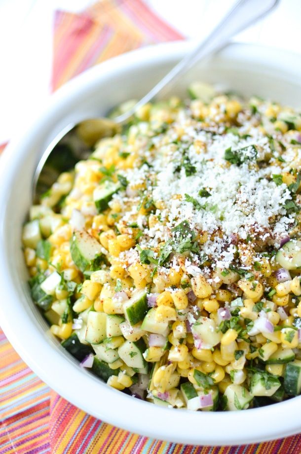 Mexican Street Corn & Cucumber Salad #mexicanstreetcorn
