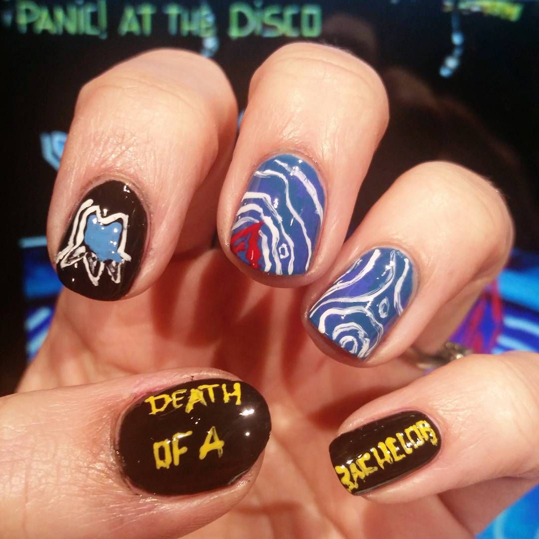 Death Of A Bachelor Nails! In Celebration Of One Of My Favorite “Death of a Bachelor nails! In celebration of one of my favorite bands from middle/high school releasing their new album today! . Products used: OPI Black…” - Death Of A Bachelor Nails! In Celebration Of One Of My Favorite