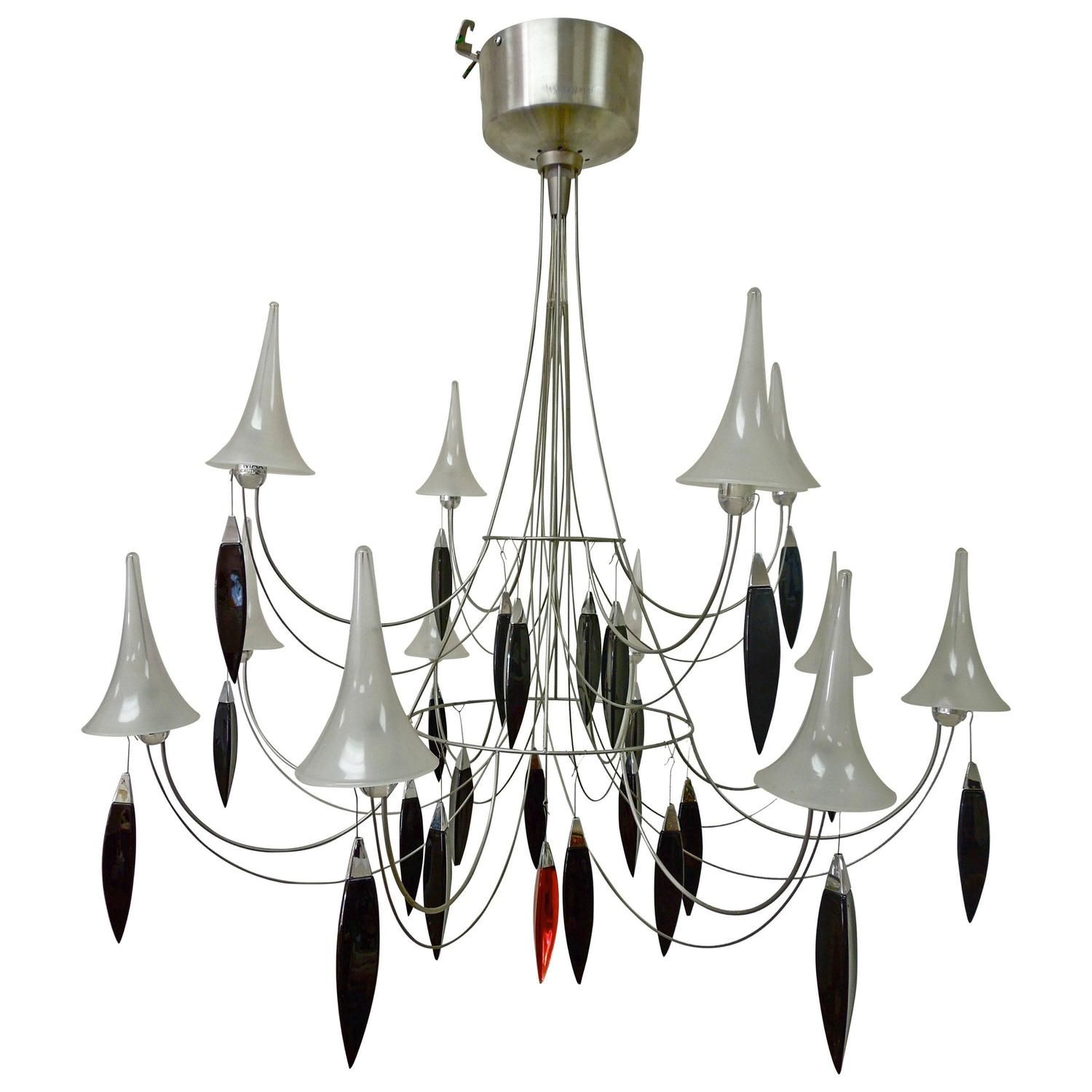 Important Modern Designer "Plume" TwelveLight Chandelier by Baccarat