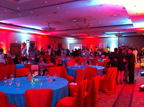 austin texas event blue red room wash uplighting chandeliers