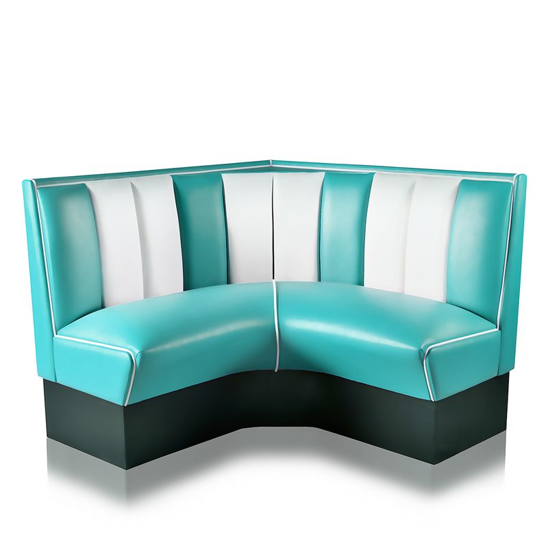 Met de Bel Air Dinerbank Corner Circle Booth HW-120/120 in Turquoise kan je naar hartenlust combineren. De retro hoekbank straalt de echter jaren 50 diner look uit, en door de leuke witte strepen zal hij direct de aandacht weten te pakken. De dinerbank is perfect te combineren met de Bel Air Diner Booths zodat gasten handig in een U-vorm kunnen zitten. De Bel Air Retro Dinerbank Corner Circle Booth is leuk te matchen met andere booths of dinertafels en geeft elke eethoek of restaurant die echte Bel Air, Booth, Trf, Turquoise, Restaurant, Furniture, Home Decor, Products, Decoration Home