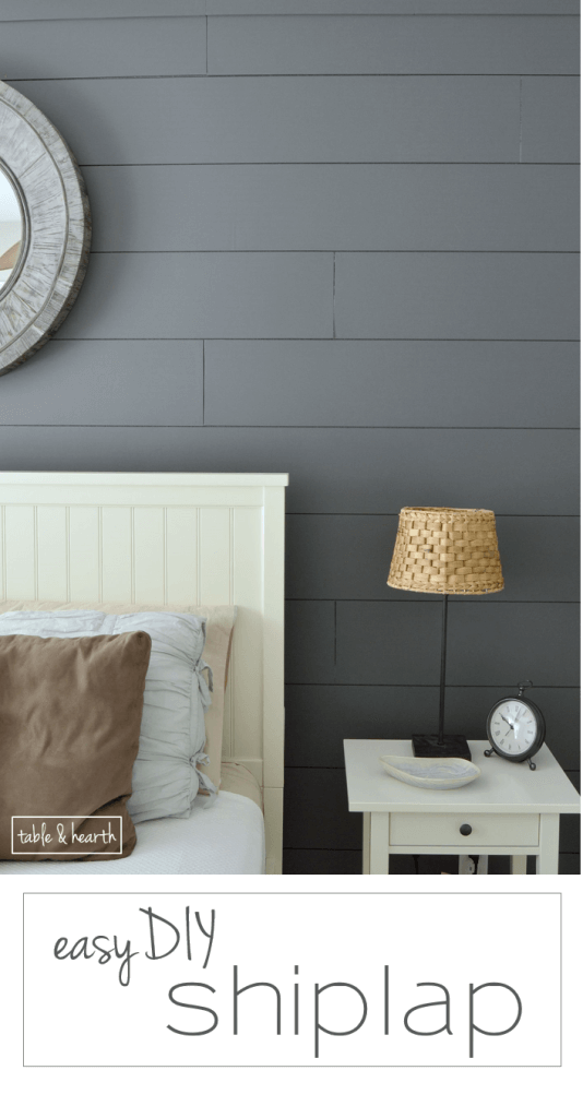 Grey Painted Shiplap Accent Wall In Master Bedroom Installing Your Own Can Be Super Easy This Is A Great Tutorial By Table Hearth For How To Grey Painted Shiplap Accent Wall In Master Bedroom Installing Your Own Can Be Super Easy This Is A Great Tutorial By Table Hearth For How To
