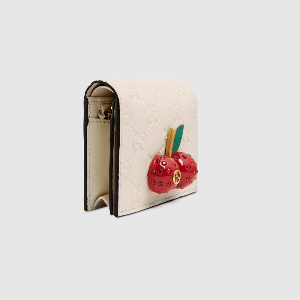 Gg Supreme Card Case Wallet With Cherries Gucci Women S Cases 476050k9gxt8694 Wallets For Luxury Gg Supreme Card Case Wallet With