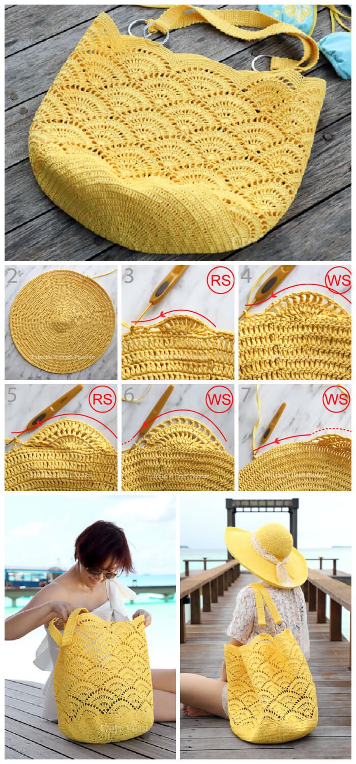 Crochet Giant Shell Stitch Beach Tote