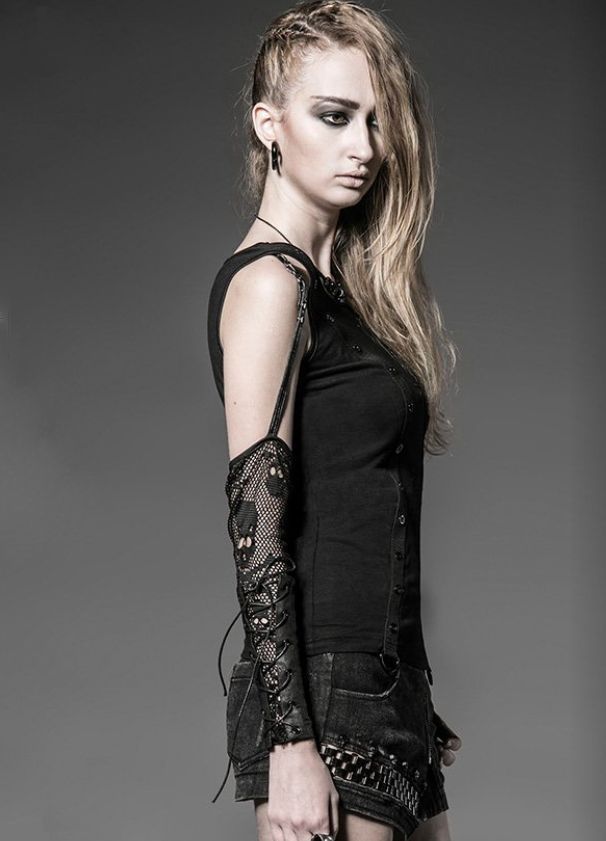 Skull Mesh Sleeve Strap Eyelet Top Vampirefreaks Gothic Skull Mesh Sleeve Strap Eyelet Top Vampirefreaks Gothic Clothing Cyber