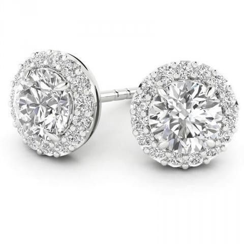 14kt White Gold 50 Ctw Round Diamond Halo Earrings Diamonds 14 Karat White Gold 0 50 Carat Total Weight Round Diamond Halo Earrings The Center