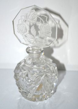 Czech Genuine Crystal Perfume Bottle Czech Czechoslovakia Art Deco Intaglio