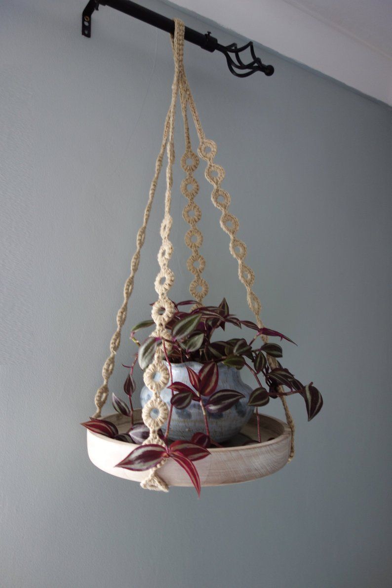 PDF PATTERN Crochet Rings Terrarium Wooden Tray Hanger