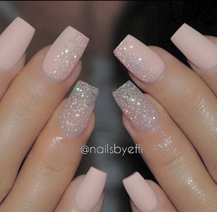 Light Pink Matte W Glitter Accent Or Grant On Each Nail Light Pink Matte W Glitter Accent Or Grant On Each Nail