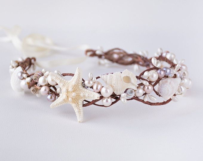 Beach Bridal Hairpiece,Wedding SeaShell Headpiece,Pearls Halo Bride,Starfish Crown,Wedding Hair Accessories,Mermaid Hair handmade by CyShell
