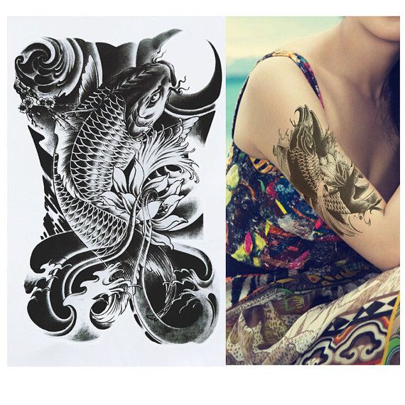Gran Tatuaje Temporal Pescado Tatuaje Tatuaje Del Brazo De Tatuajes Chiquitos Tatuajes Hombre Brazo Tatuajes De Pesca