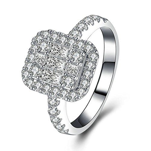 AMDXD Jewelry Silver Plated Wedding Bands for Women Flower AMDXD Jewelry Silver Plated Wedding Bands for Women Flower