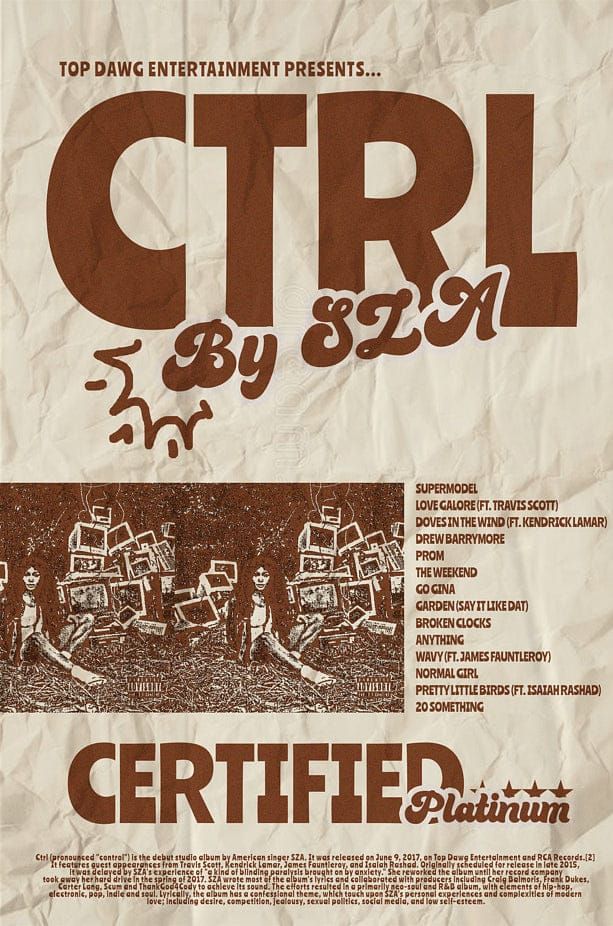 Sza ‘CTRL Vintage It Up’ Poster by Klaksy ┃ Limited Fire Bedroom Wall Collage, Picture Collage Wall, Photo Wall Collage, Poster Room, Poster Wall Art, Poster Prints, Vintage Poster Art, Retro Poster, Vintage Posters Decor