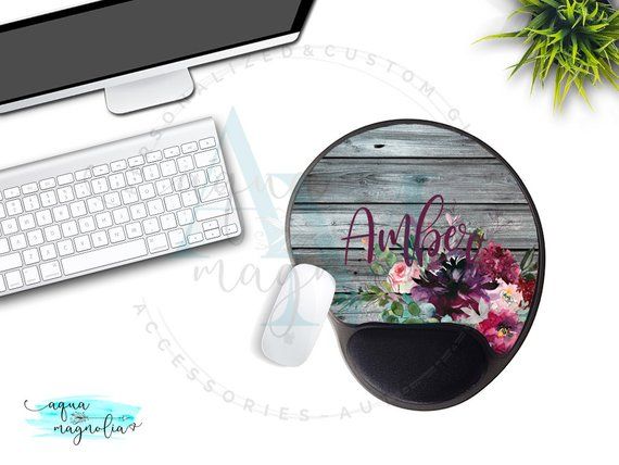 Personalized Mouse Pad With Gel Wrist Rest Purple Fl Mouse Pad With Gel Wrist Rest Personalized Purple Fl Monogrammed Custom Design Desk Accessory Office