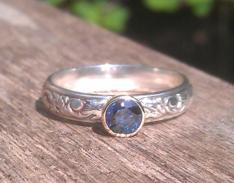 Blueberry 9ct 9k gold bezel set blue sapphire ring by