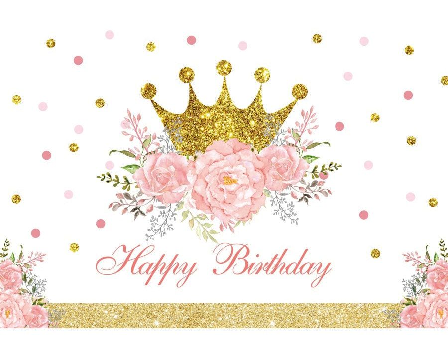 Pink Butterfly Backdrop Girls Birthday Party Princess Crown Photo Background Pink Butterfly Backdrop Girls Birthday Party Princess Crown Photo Background