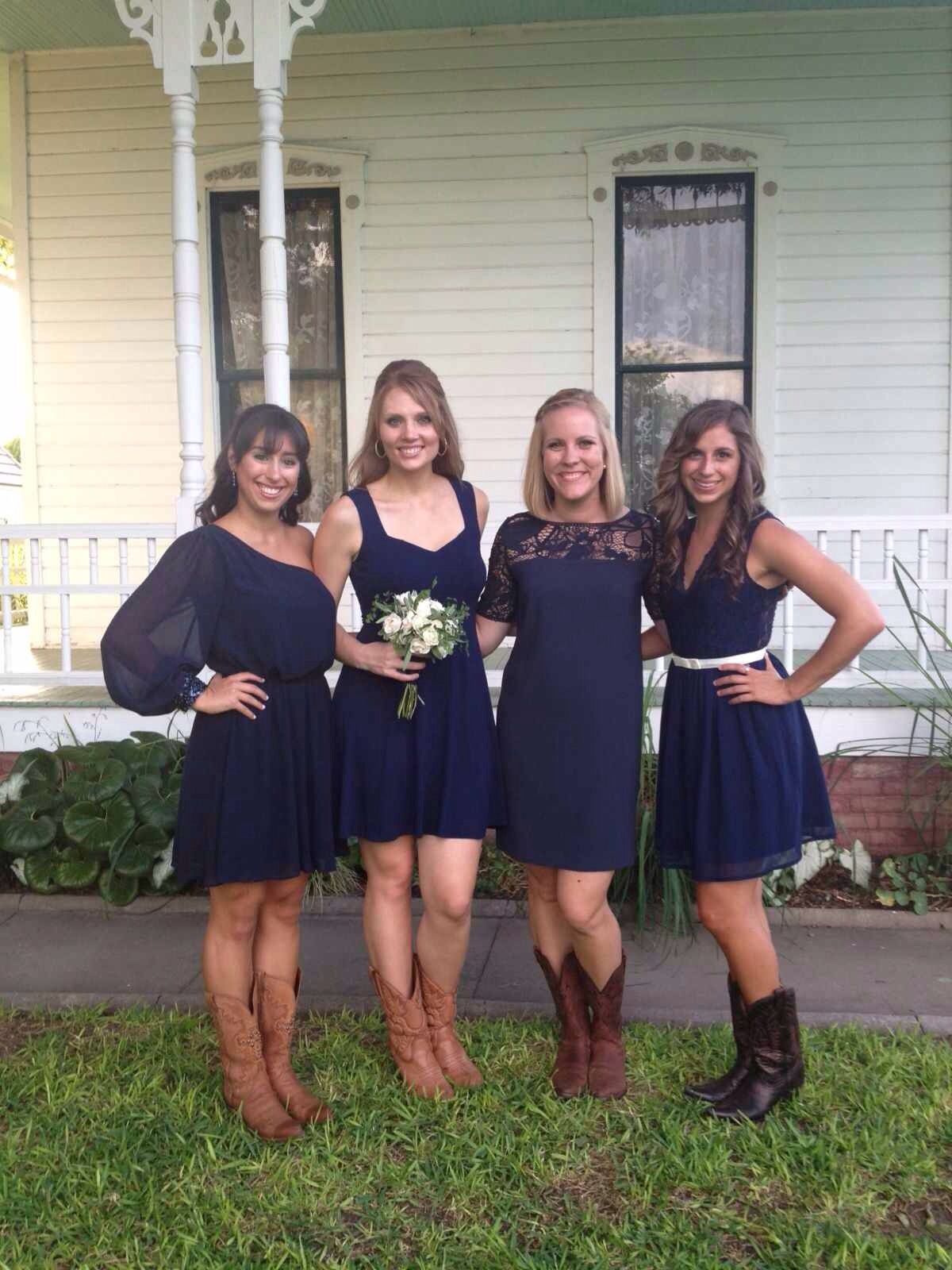 blue dress with cowboy boots