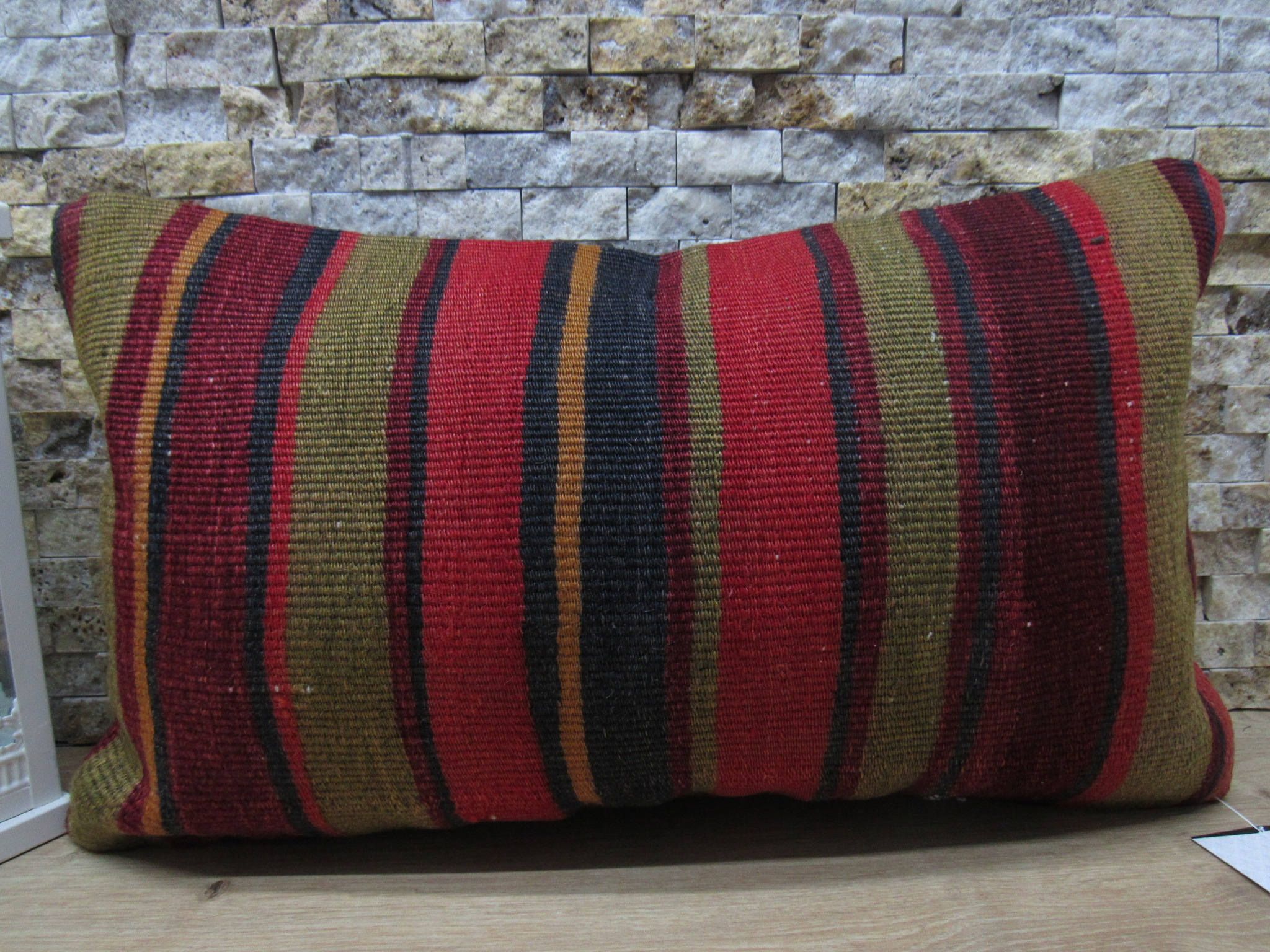 Striped Throw Pillow Cover 12x20 Colorful Kilim Pillow Bohemian Decor Ethnic Pillow Rug Cushion Decorative Sofa Pillow Lumbar Pillow Case
