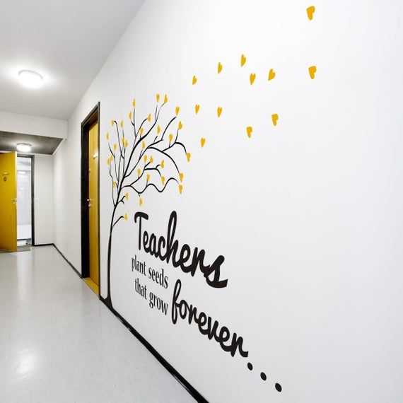 Teachers Plant Seeds That Grow Forever Vinyl Wall Quote For School Classrooms & Hallways. Removable Custom Vinyl Educational Wall Tree Decal