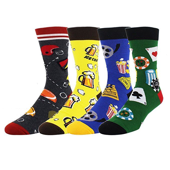 Zmart Mens Pumpkin Castle Socks,Novelty Cosplay 4 Pack with Gift Box