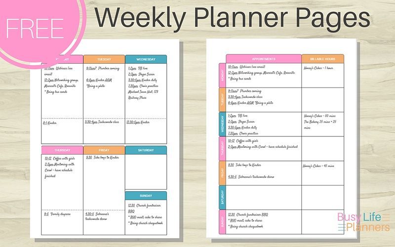 free download weekly planner printable by busy life planners