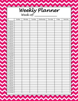 weekly hourly planner