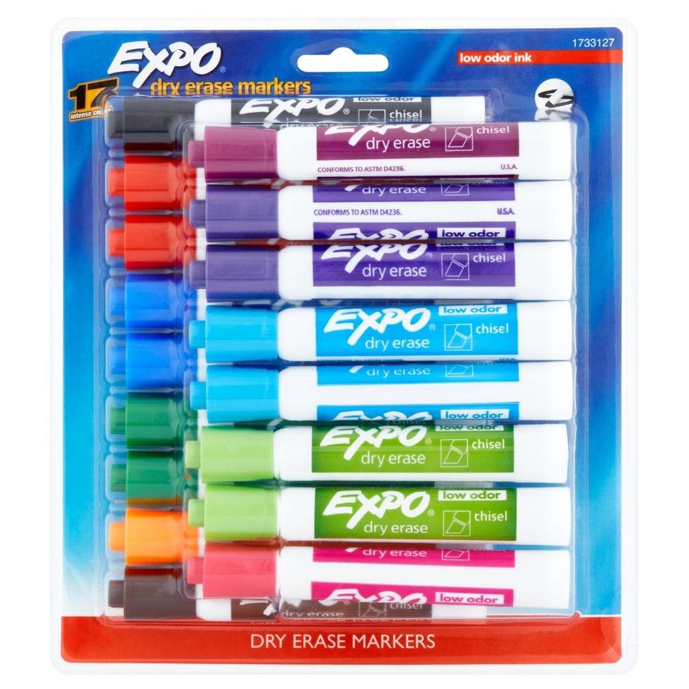 EXPO Low-Odor Dry-Erase Markers, Chisel Point, Pastel Colors, Pack Of 4 