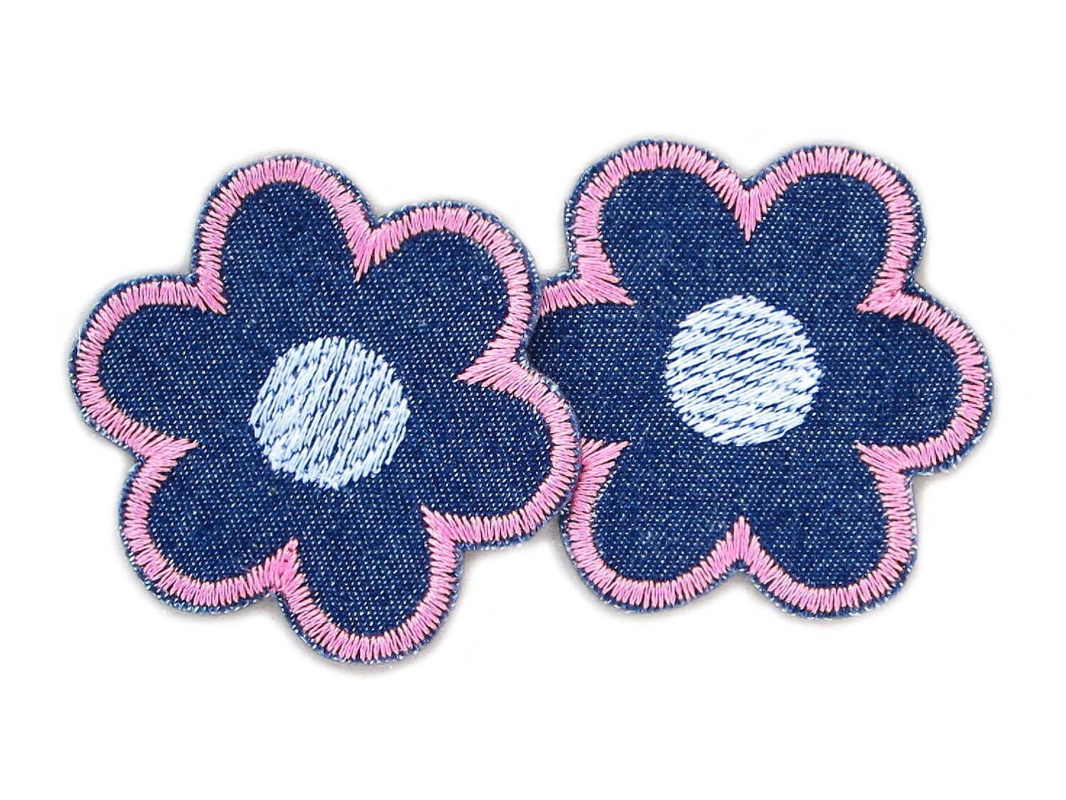 2 Flower Patches To Iron On Jeans Pink 5 Cm Flower Patch Accessory 2 Flower Patches To Iron On Jeans Pink 5 Cm Flower Patch Accessory