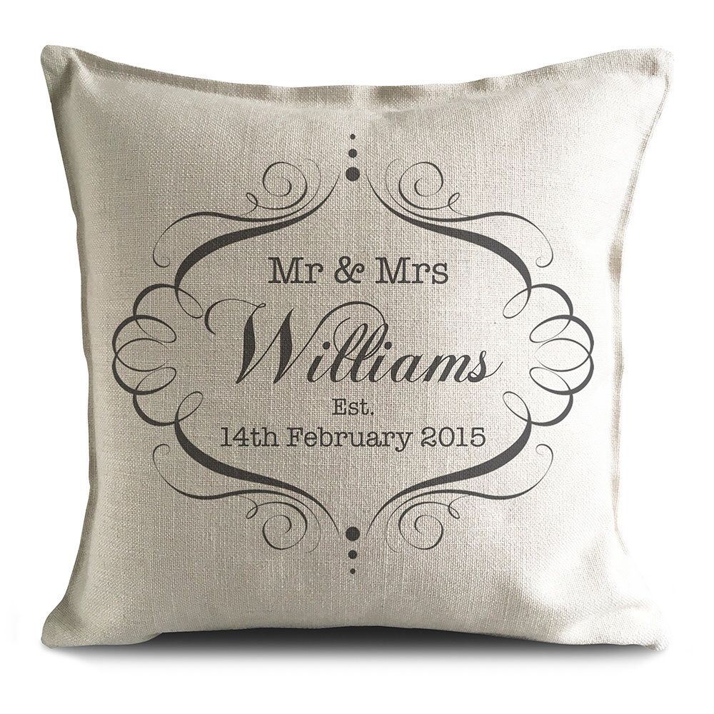 PERSONALISED Wedding Mr and Mrs CUSHION COVER Anniversary GIFT