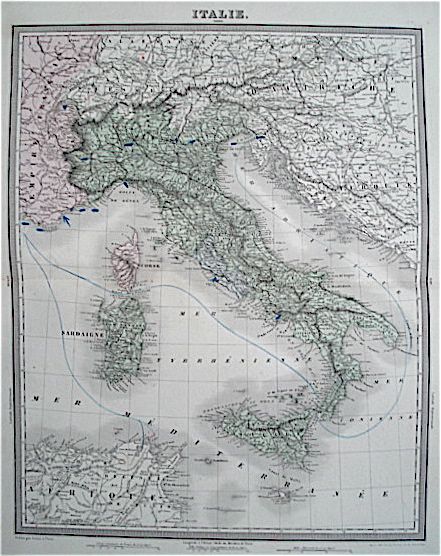 Tardieu Map Of Italy 1863 Italia Tardieu Map Of Italy 1863 Italia