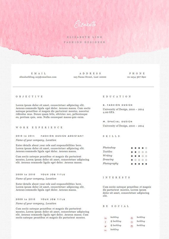 pink resume template with cover letter cv template in by pink resume paper
