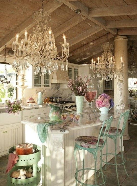 Set of 2 Italian Crystal Chandeliers With Glass Drops and | Etsy Shabby Chic Mode, Cottage Shabby Chic, Casas Shabby Chic, Shabby Chic Kitchen Decor, Estilo Shabby Chic, Shabby Chic Living Room, Shabby Chic Interiors, Shabby Chic Farmhouse, Shabby Chic Pink