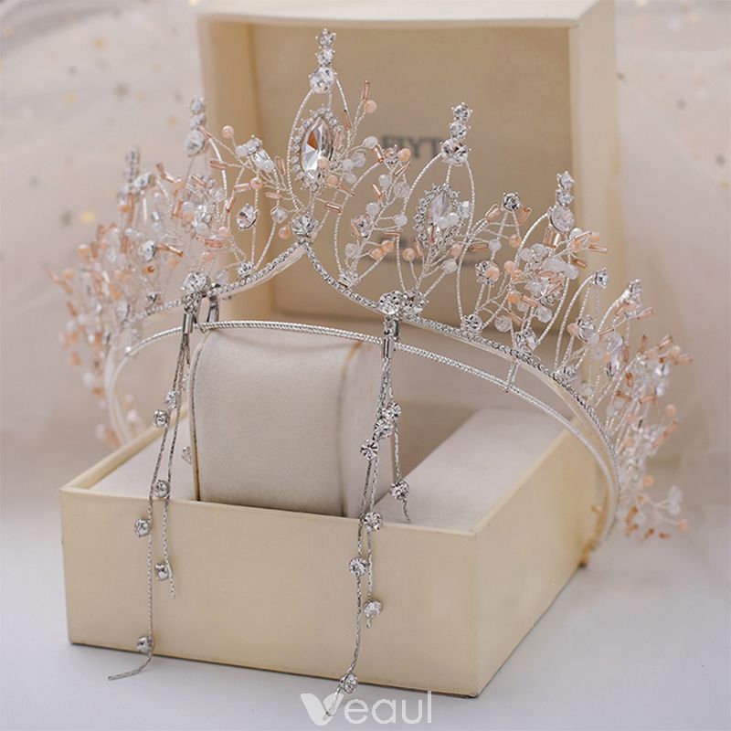 Chic / Beautiful Silver Tiara Earrings Bridal Jewelry 2019 Metal Crystal Rhinestone Bridal Hair Accessories Chic / Beautiful Silver Tiara Earrings Bridal Jewelry 2019 Metal Crystal Rhinestone Bridal Hair Accessories