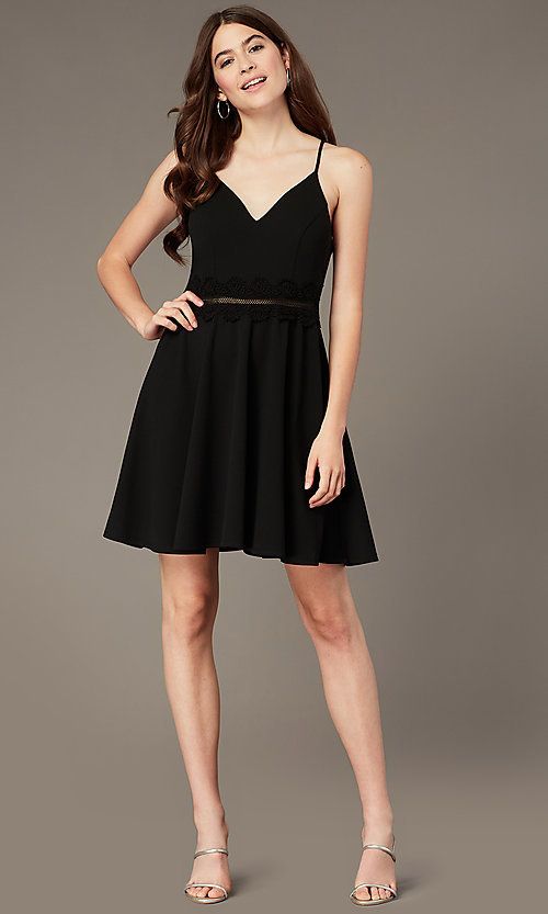 Short Black Party Dress with Lace Black party dresses