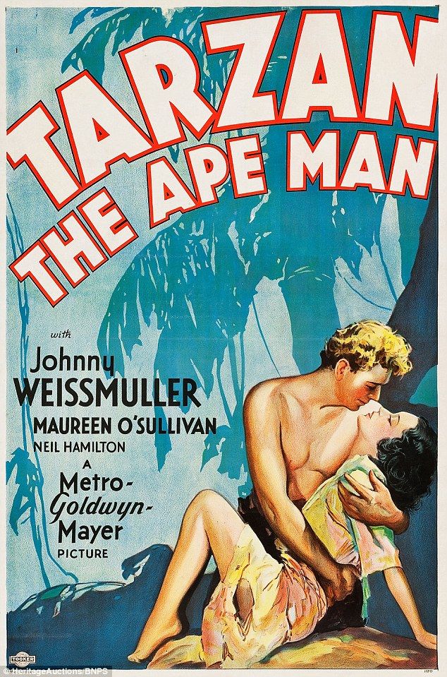 Tarzan the Ape man Vintage film advertising poster reproduction.
