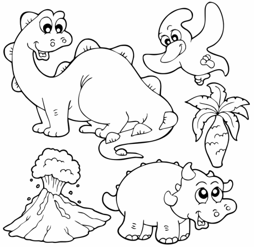 Dinosaurier Und Steinzeit Drei Dinos Und Ein Feuerspeiender Vulkan Zum Ausmalen Malvorlage Dinosaurie Malvorlage Dinosaurier Malvorlagen Tiere Drachen Basteln